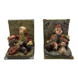 Turtle King Bookends Hobo Clown Resin Figurines